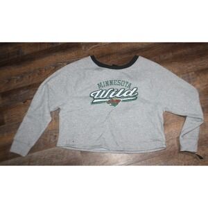 kids NHL Minnesota Wild Hockey oversized cropped Sweatshirt Size L 10/12